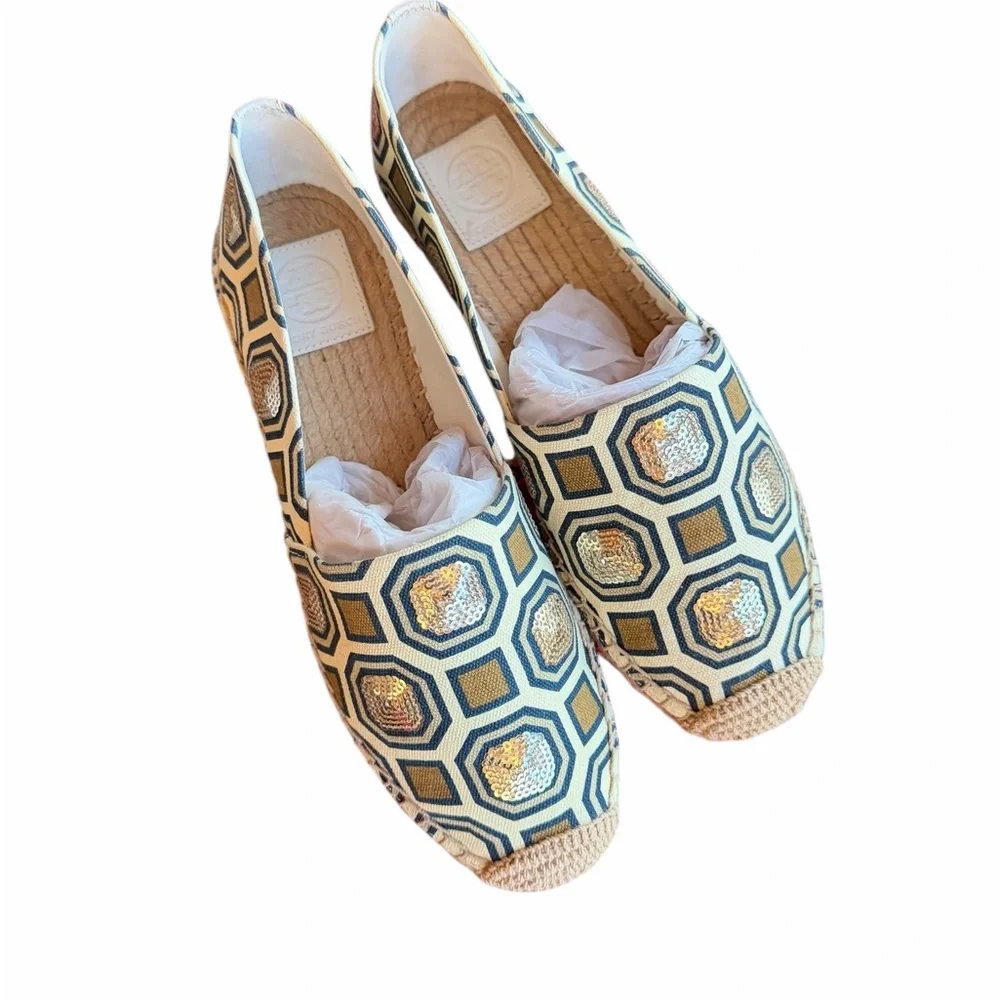 NIB‎ Tory Burch Cecily Embellished Espadrille Shoes